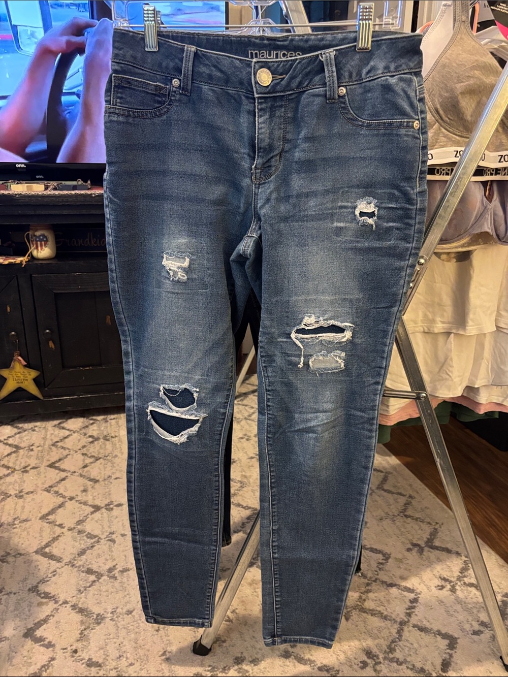 Maurices Dark Wash Distressed High-Rise Skinny Jeans